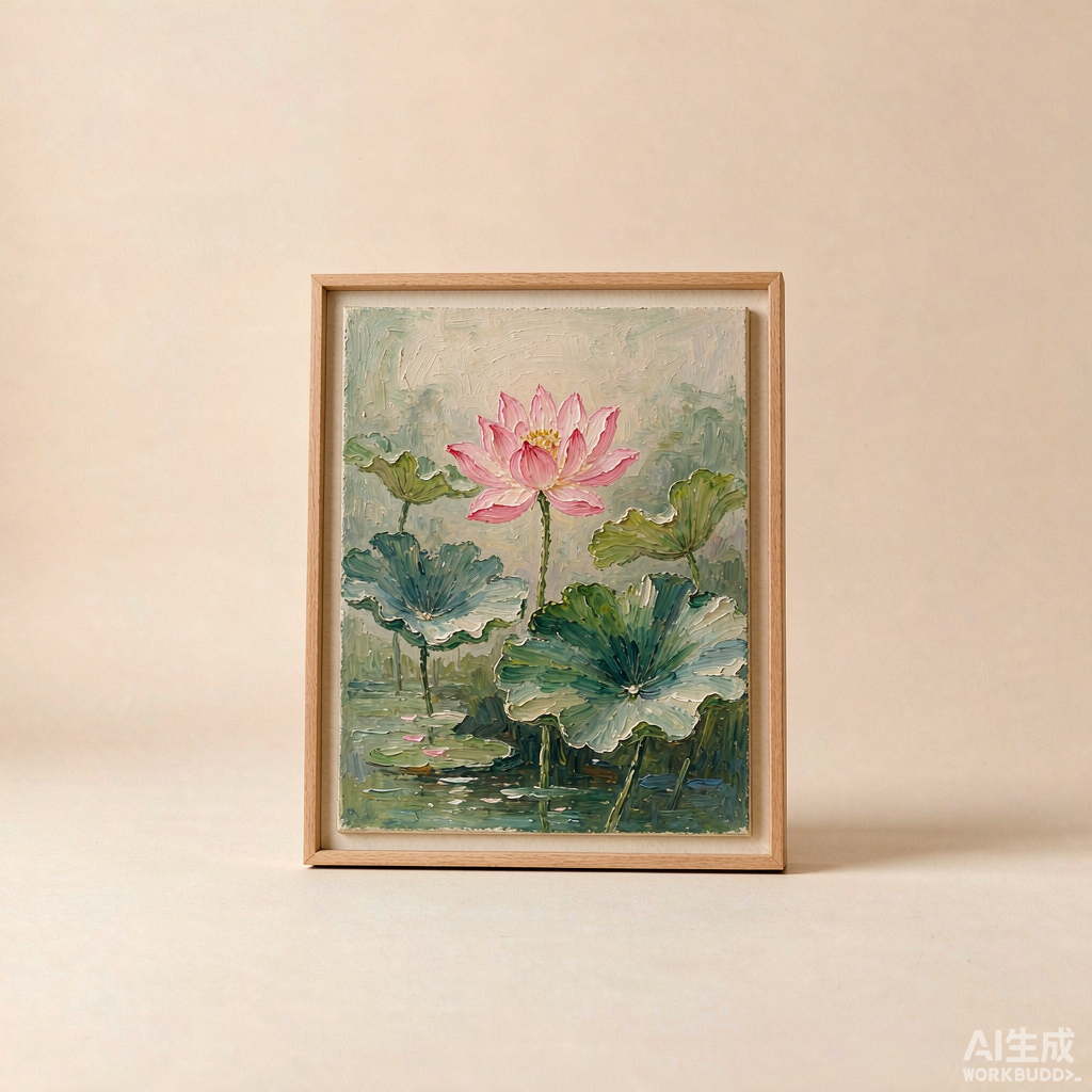 Lotus Pond Small Oil Painting