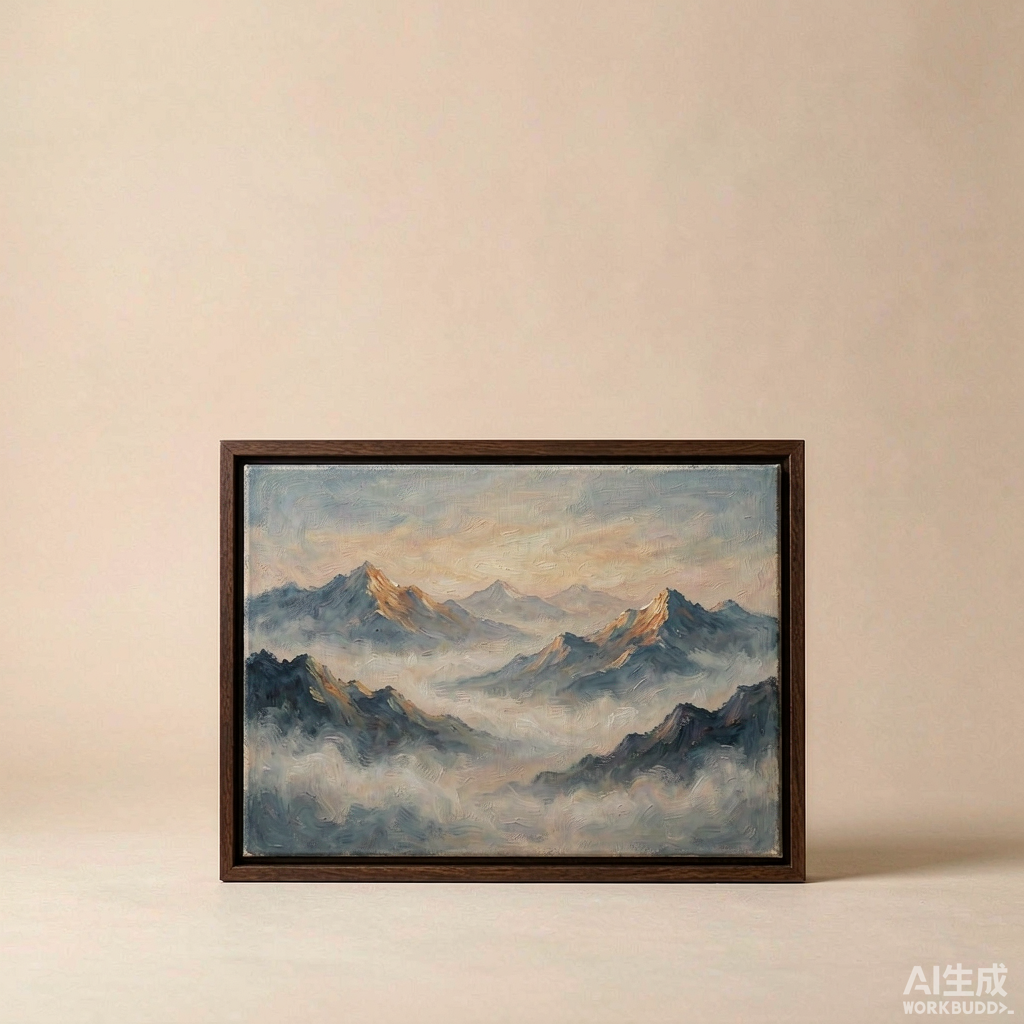 Misty Mountain Small Oil Painting