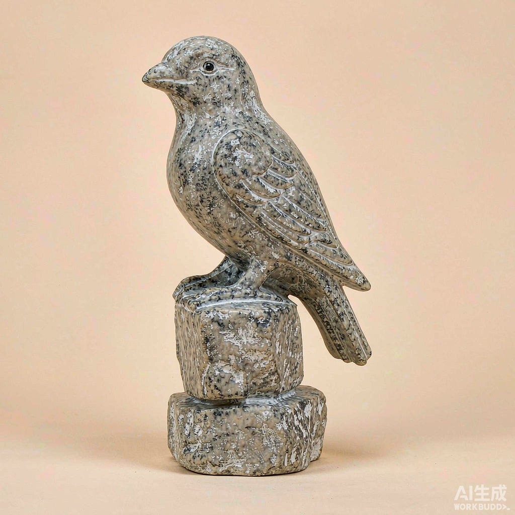 Stone Bird on Balanced Stones Sculpture