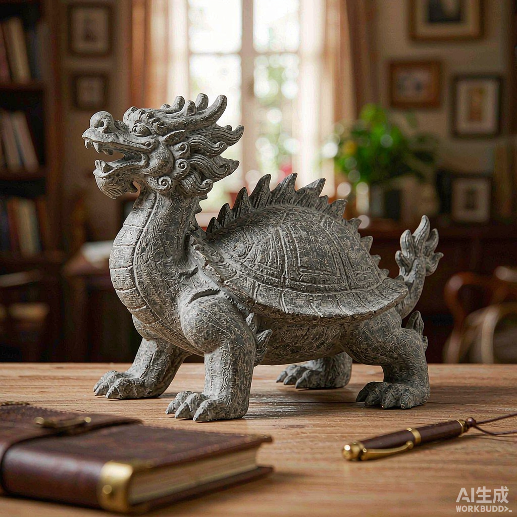 Stone Dragon Turtle Figurine - Image 3