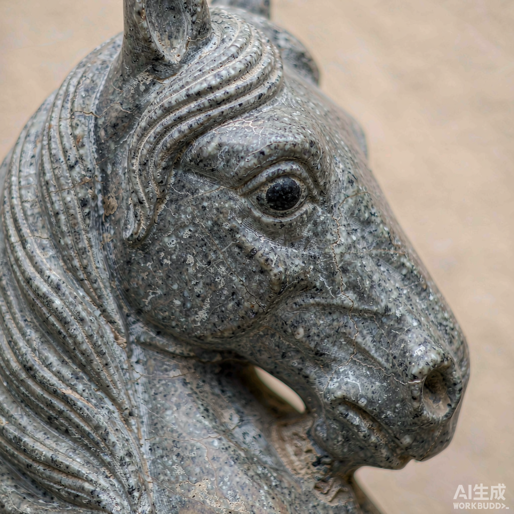 Stone Horse Head Bust Sculpture - Image 2