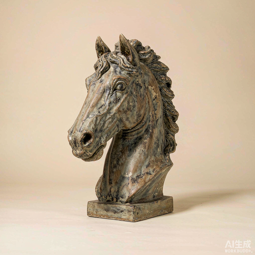 Stone Horse Head Bust Sculpture