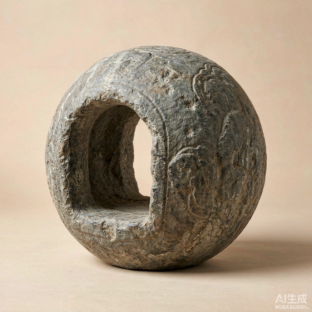 Stone Moon Gate Sphere Sculpture