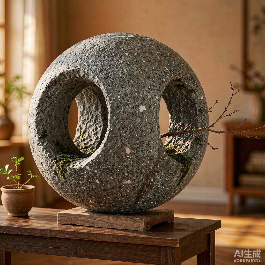 Stone Moon Gate Sphere Sculpture - Image 3