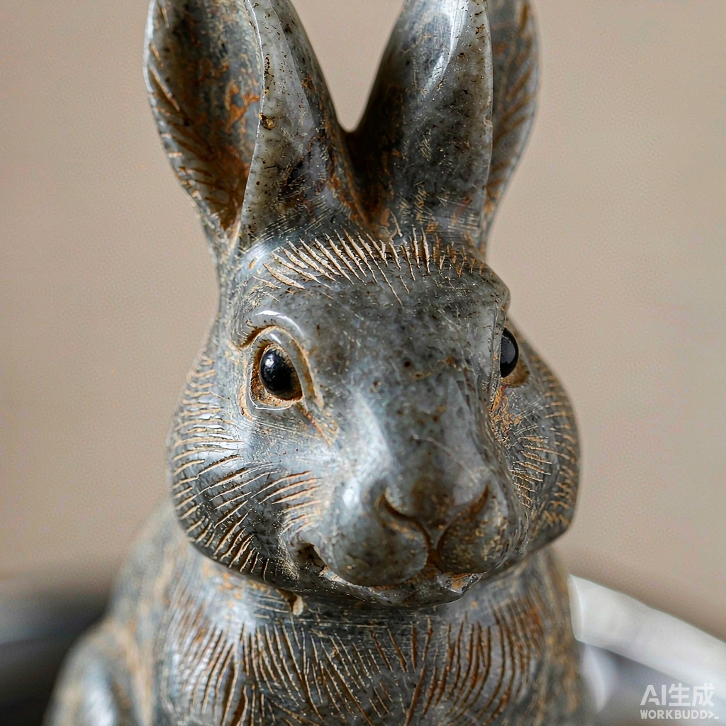 Stone Rabbit Figurine with Long Ears - Image 2