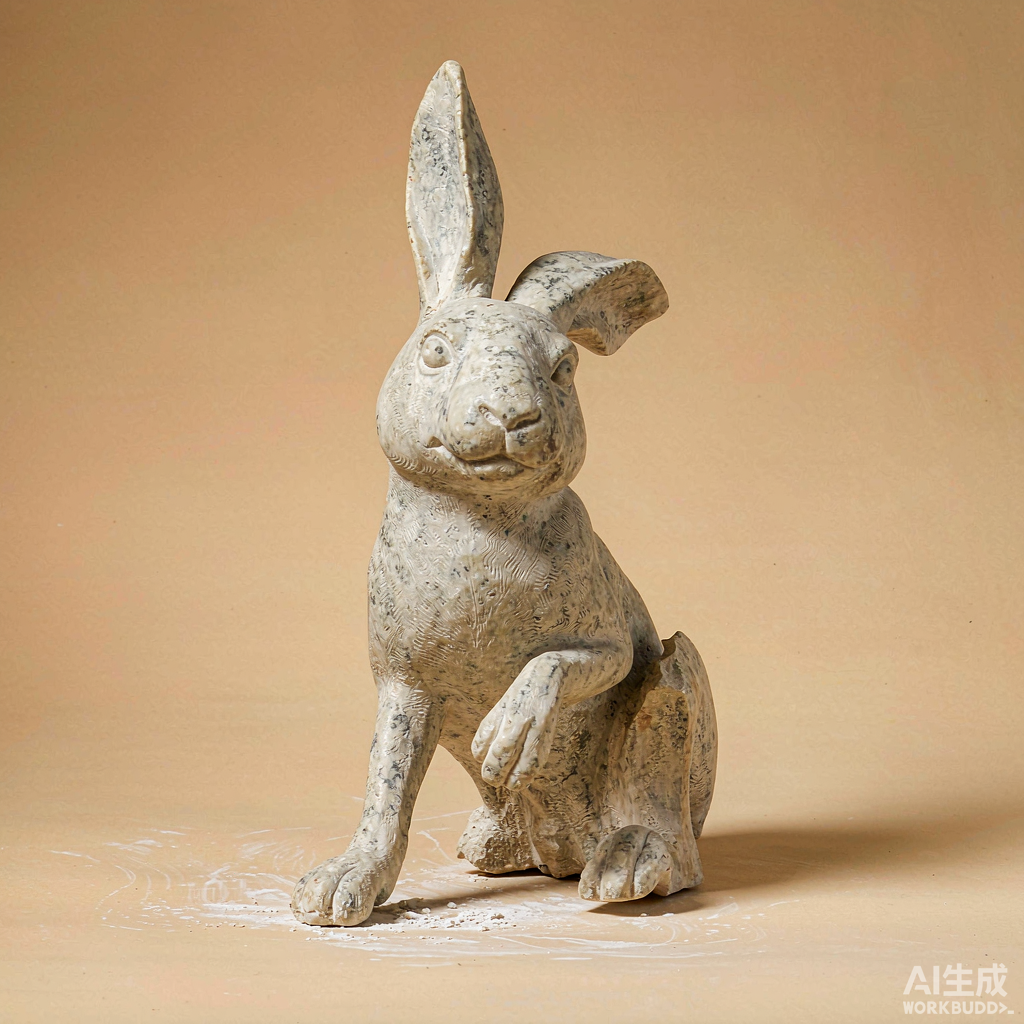 Stone Rabbit Figurine with Long Ears