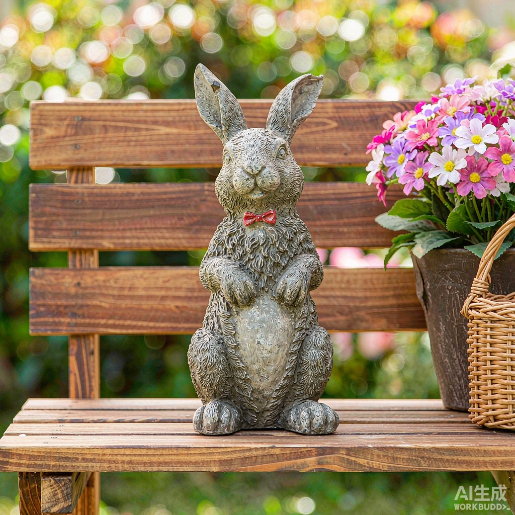 Stone Rabbit Figurine with Long Ears - Image 3