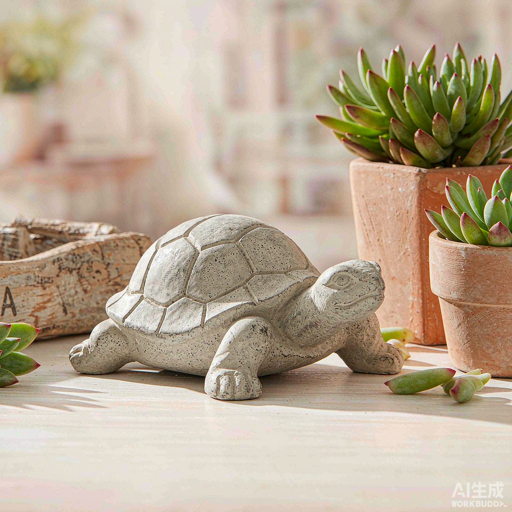 Stone Tortoise Figurine with Carved Shell - Image 3