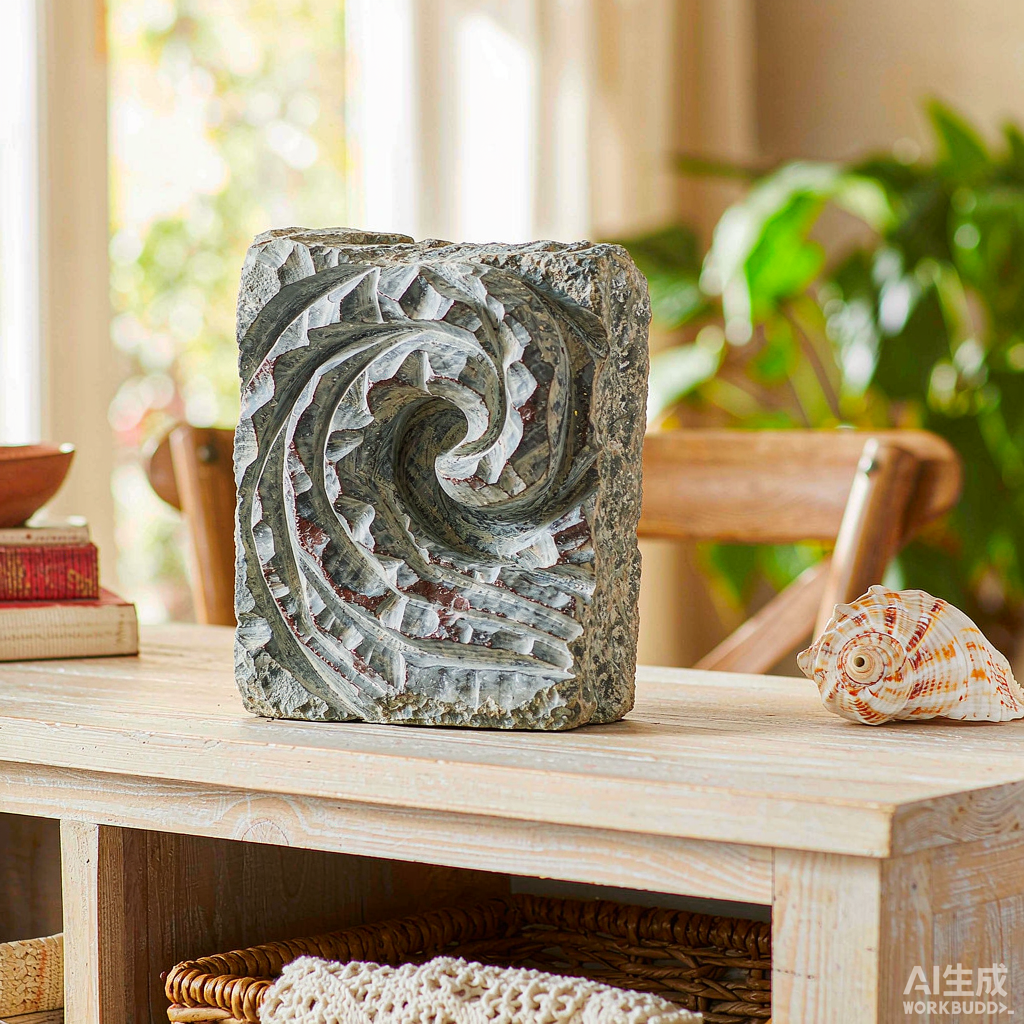 Stone Wave Carving Sculpture - Image 3