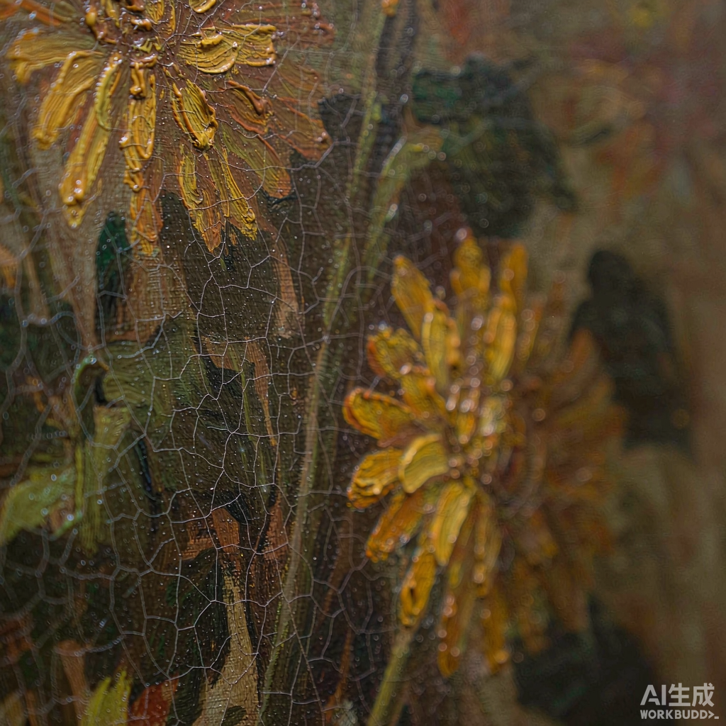 Vintage Chrysanthemum Canvas Painting - Image 2