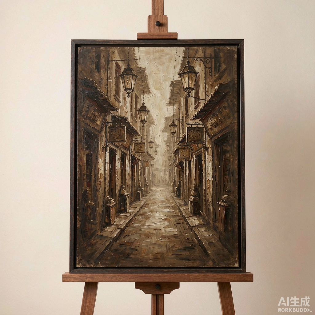 Sepia Old Street Canvas Painting