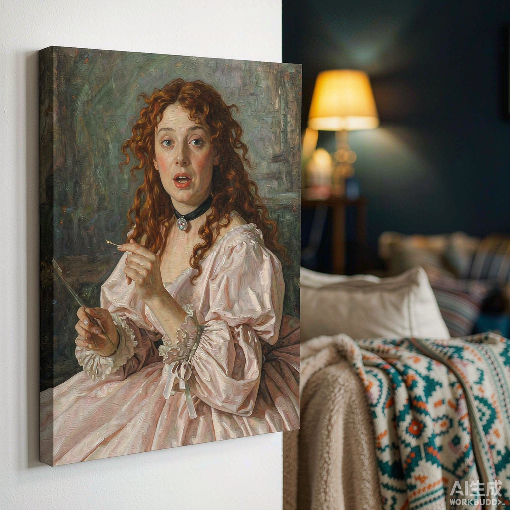 Vintage Opera Figure Canvas Painting - Image 3