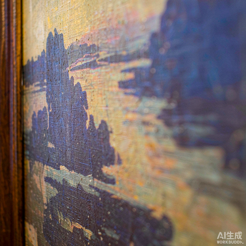 Woodblock Style Fisherman Canvas Painting - Image 2