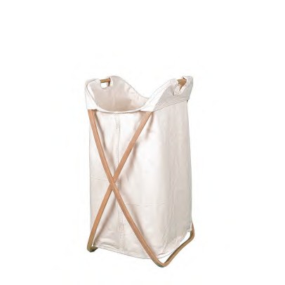 Bamboo Frame Laundry Hamper (White Bag)