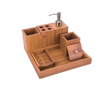 Bamboo Bathroom Vanity Tray Set