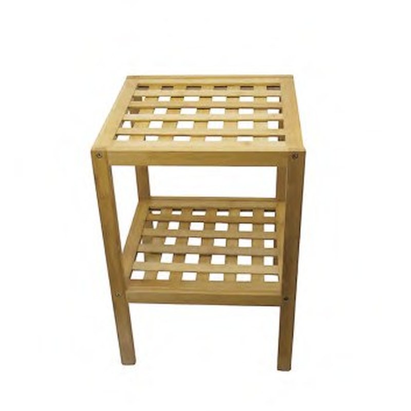 Bamboo Square 2-Tier Side Table
