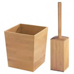 Bamboo Bathroom Bin and Brush Set