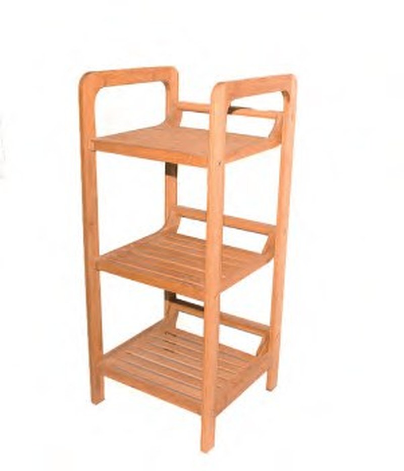 Bamboo 3-Tier Shelf with Towel Bar