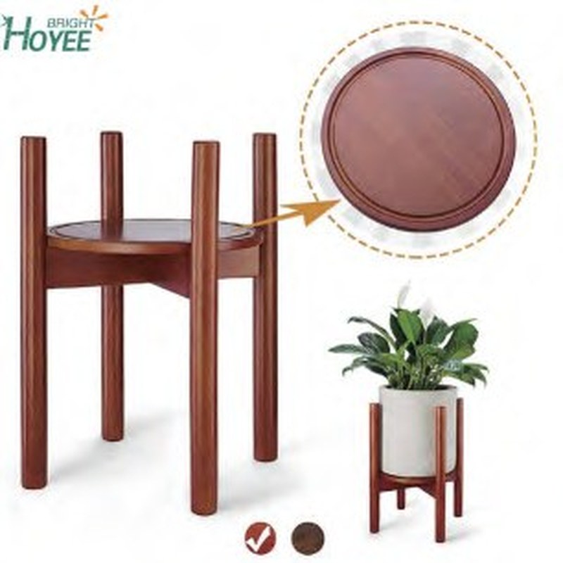 Wood Plant Stand with Side Table