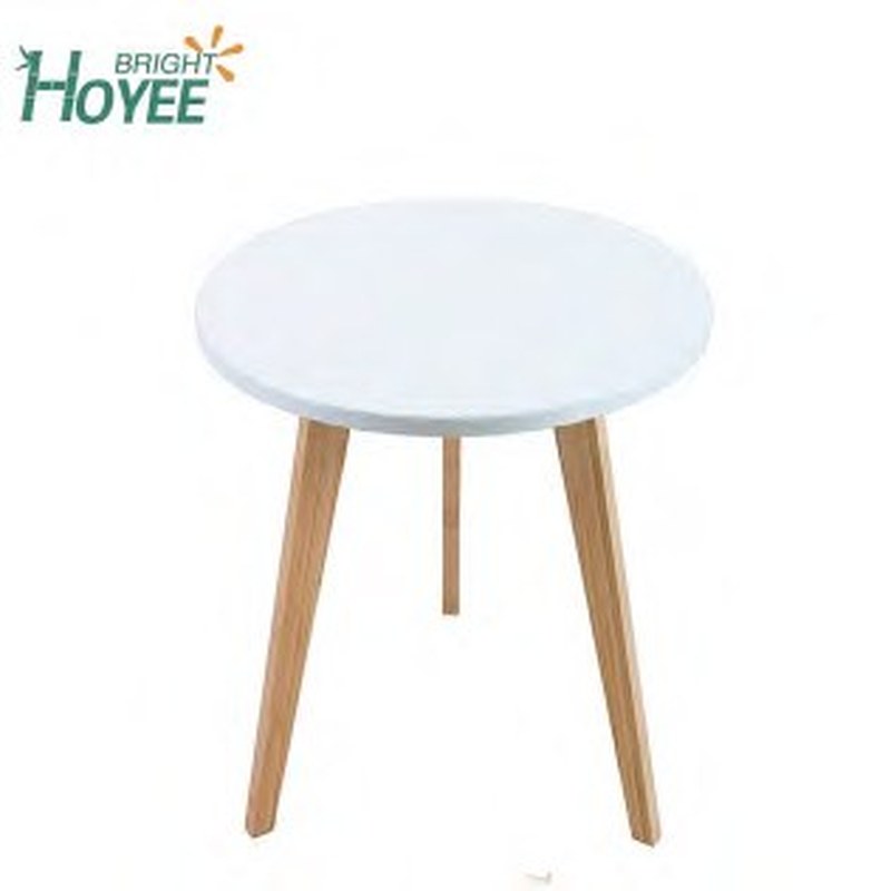 Round Side Table with Wood Legs