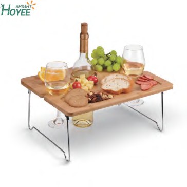 Bamboo Bed Tray with Wine Holder