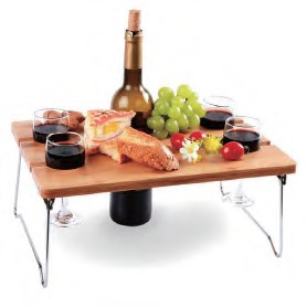Bamboo Folding Bed Tray with Wine Holder