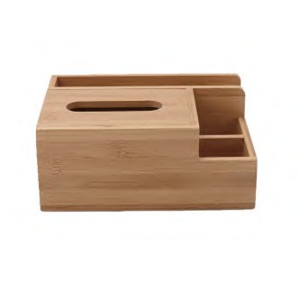Bamboo Tissue Box with Pen Holder