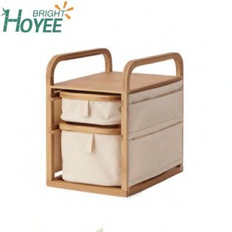 Bamboo Cart with 2 Fabric Drawers