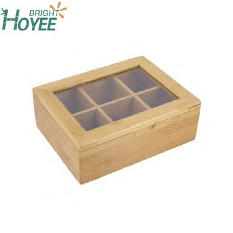 Bamboo 6-Compartment Storage Box
