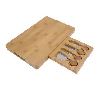 Bamboo Cheese Board with Knife Drawer