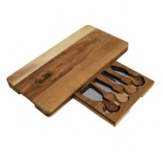 Acacia Cheese Board with Knife Set