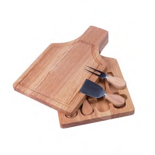 Wood Cheese Board with Knife Set