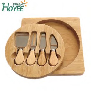 Round Bamboo Cheese Board with Tools