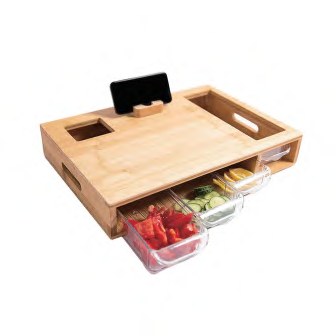 Bamboo Cutting Board with Storage Drawer