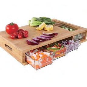 Bamboo Cutting Board with Pull-Out Drawer