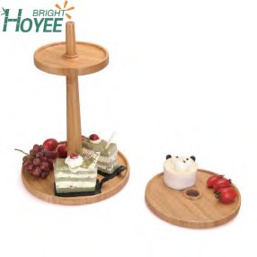 Bamboo 2-Tier Cake Stand Set