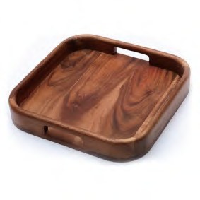 Acacia Square Serving Tray with Handles