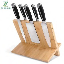 Bamboo Knife Block with 5 Knives