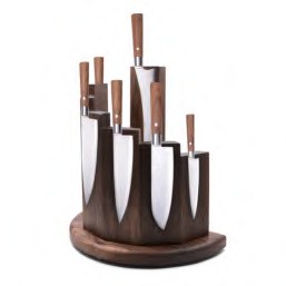 Rotating Wooden Knife Block with Knives