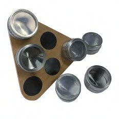 Bamboo Triangular Spice Rack with Tins