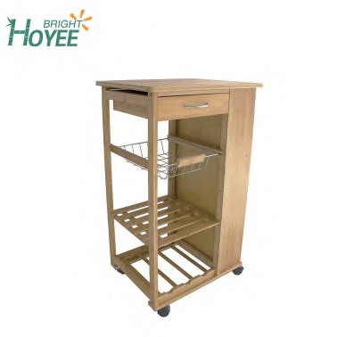 Bamboo Kitchen Trolley with Glass Holder