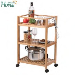 Bamboo Kitchen Trolley with Wine Rack