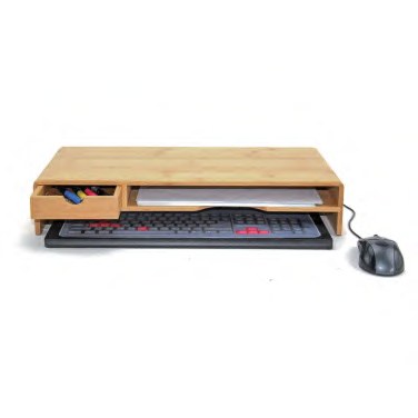 Bamboo Monitor Stand with Storage Drawer