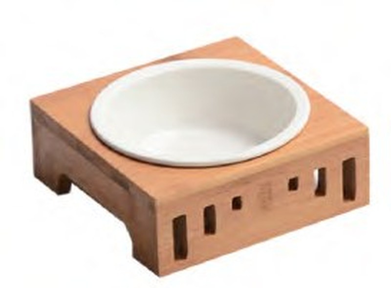 Bamboo Pet Bowl Holder