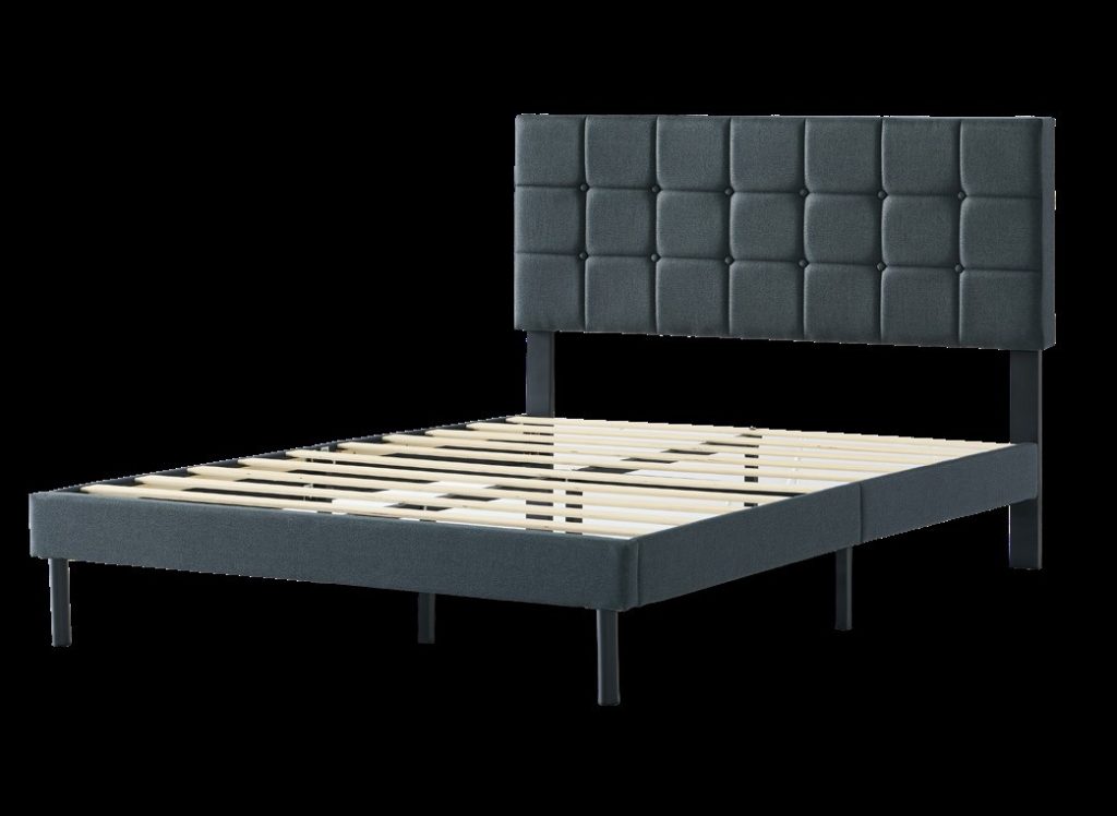 Bed Frame with Mattress – Tufted Upholstered Headboard