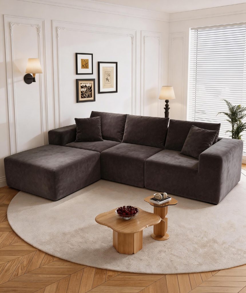 Compression Sofa – Dark Grey Corner with Cushions