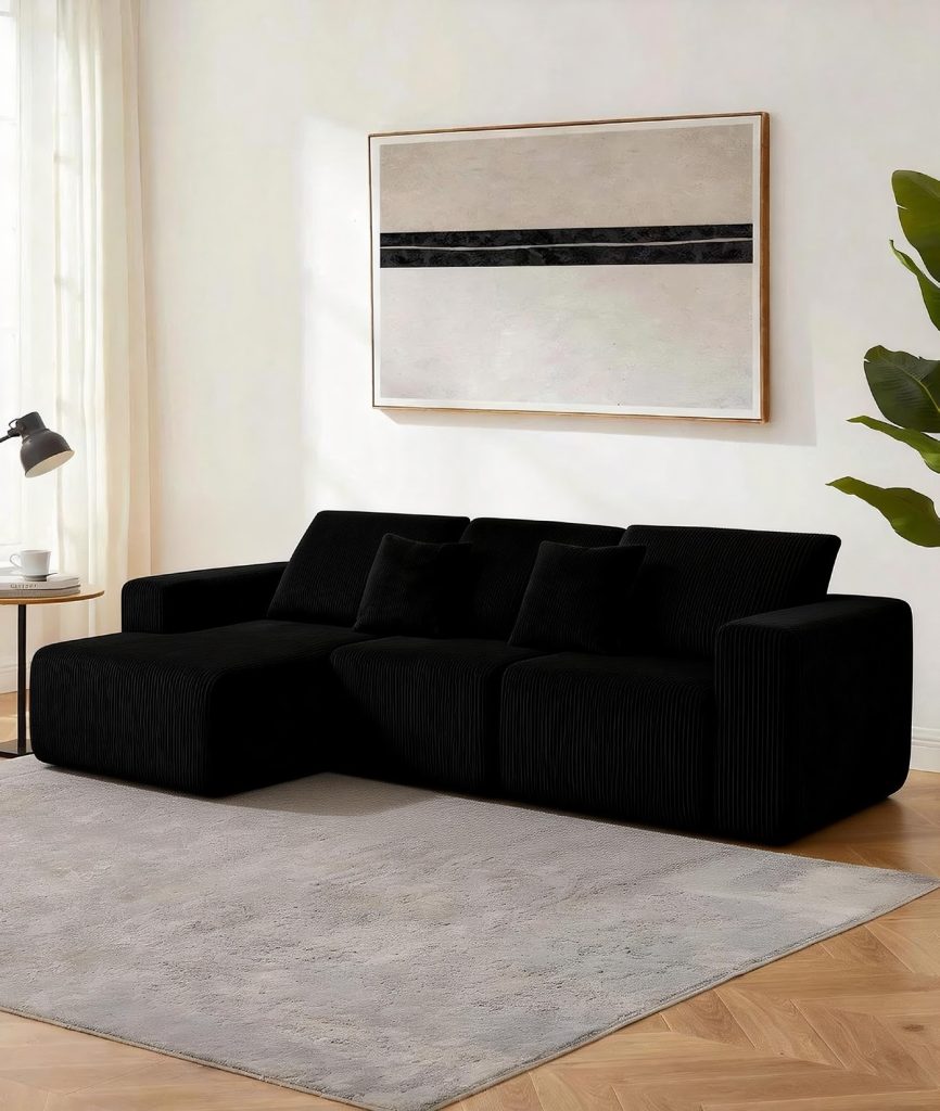 Compression Sofa – Black Velvet 2-Seater