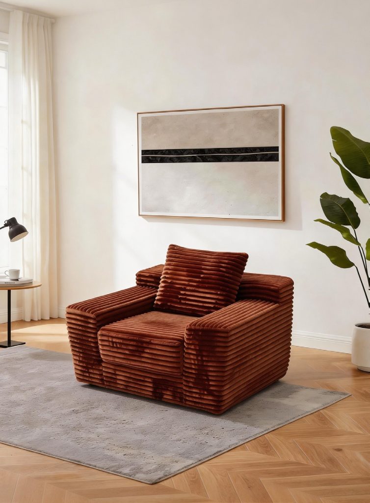 Compression Sofa – Rust Velvet Armchair