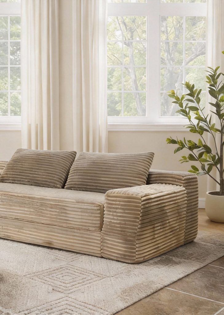 Compression Sofa – Cream Corduroy 3-Seater