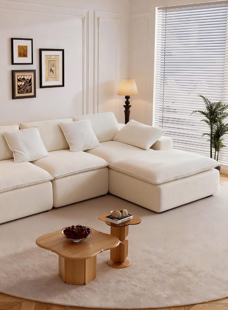 Compression Sofa – Cream L-Shape Corner